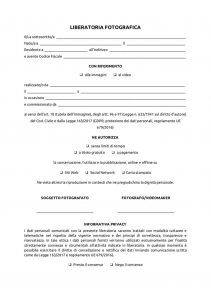 Esempio di liberatoria fotografica