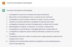 Frasi sulla fotografie scritte da ChatGPT-3